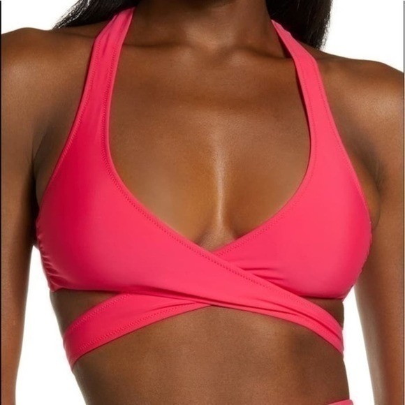 Stella McCartney Reggiseno Hot Pink Wrap Halter Top Size Medium NWT - Picture 1 of 10